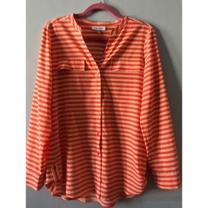 Calvin Klein | Striped Button Down Blouse